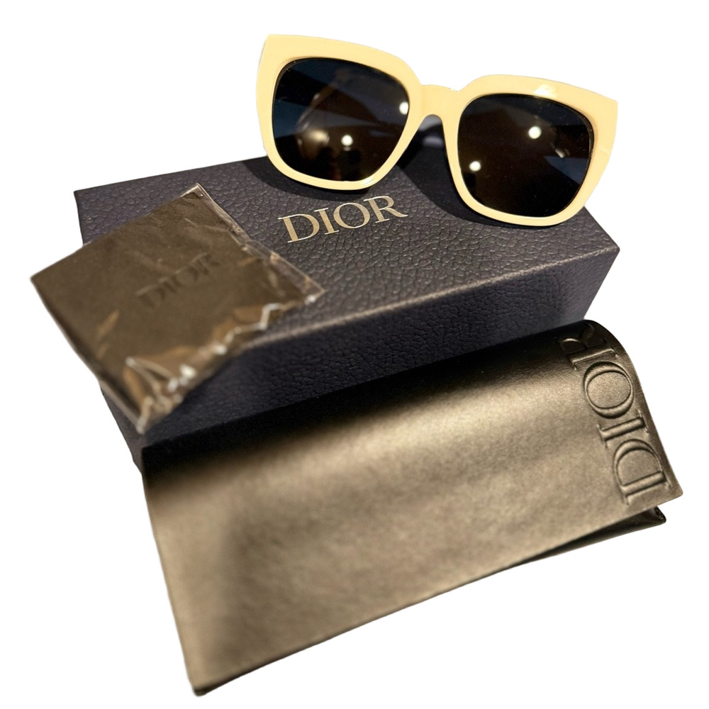 Dior Sunglasses with Cream Frame and Black Lenses